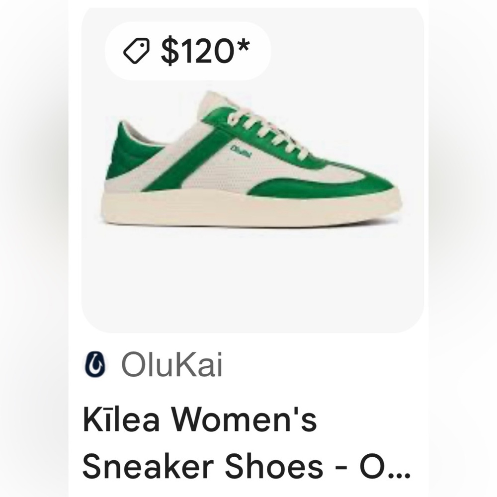 OluKai Women's Kīlea GrnWhite Sneakers 
Size 40 EC